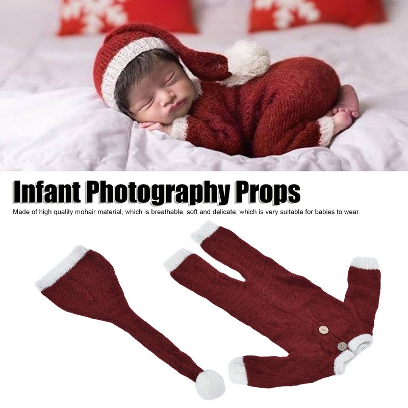 Breathable Baby Photography Photo Props Set Soft Mohair Jumpsuits Hat