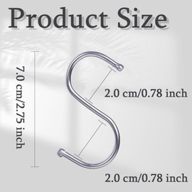 HZYUEKUN 10 Pcs S Hooks S-Shaped Stainless Steel Metal for Kitchen, Bathroom, Outdoor, Garden, Office, Hooks for Hanging Pan Pot Kitchenware Cups Multifunction Tool(Silver,S)