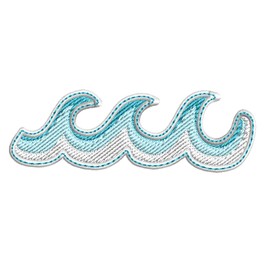 Ocean Wave Embroidered Premium Patch Iron-On or Sew-On Embroidery Applique - Sun & Sand - Costume Uniform - Fun Novelty Badge Biker Emblem - Vacation Tourist Souvenir