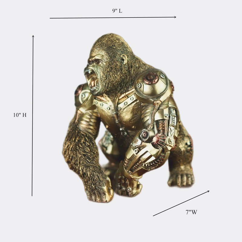 GENUINQ Steampunk Angry Gorilla Statue Fighting King Kong Hand Painted