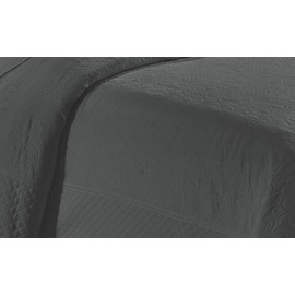 Home Collection 3 Piece King/California King Over Size Embossed Solid Charcoal Color Coverlet Bedspread New # Veronica