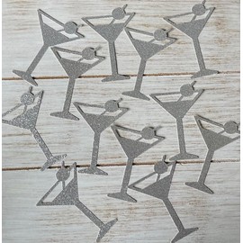 Silver Glitter Martini cutouts Confetti Table decorations Birthday Bachelorette Party Tini Bit Older Birthday party - 30 pieces