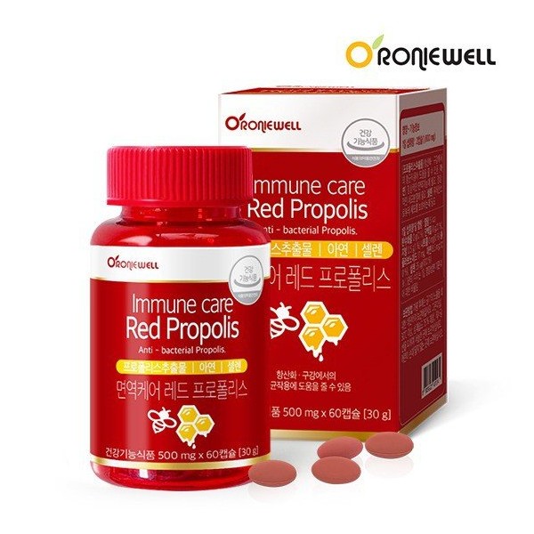 Roniwell Immune Care Red Propolis 60 capsules, 1 month supply / 로니웰 면역케어 레드 프로폴리스 60캡슐 1개월분