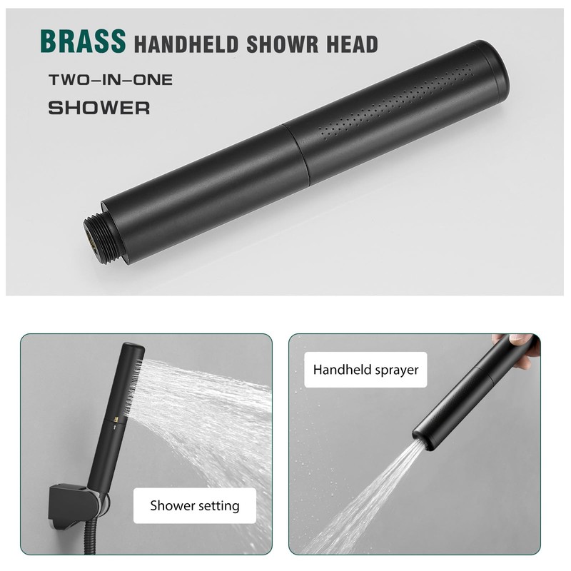 Homipro Matte Black Brass 2 In 1 Function High Flow
