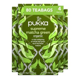 Pukka Supreme Matcha Green Organic Herbal Tea, Energizing Infusion With Matcha Powder, Ideal For Daily Vitality, Caffeine Free, 80 Total Tea Bags (20ct - Pack of 4)