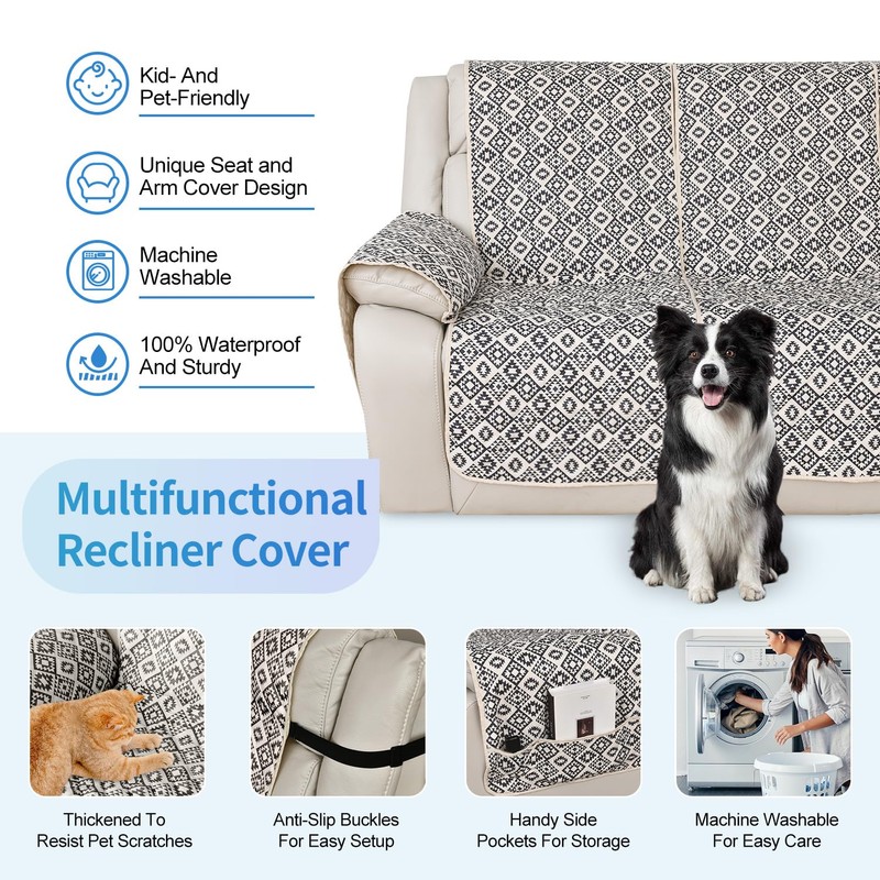 ALIECOM L Shaped Reclining Sectional Couch Covers 100% Waterproof Corner