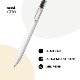 Uniball Gel Pen 12 Pack, 0.38mm Ultra Micro Black Ink, Smooth Writing Office Supplies