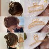 3 Pack Metal Gold Hair Claws for Women, Moon Cross
