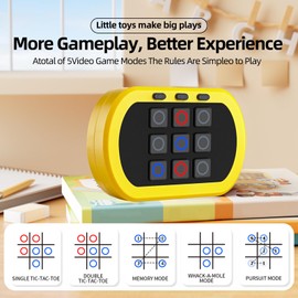 Fits Tic Tac Toe Games for Kids: 5-in-1 Handheld Puzzle Game Console - Portable Board Game Toy for Kids Age 6-12 and Adults Travel Car Ride - Birthday for Girls Boys
