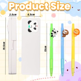 YnewL Cute Animal Neutral Pen - Pack of 3 0.5 mm Black Ink, with Bring a Panda Pencil Case - Choose a Cute Design (Lion, Panda, Sloth)