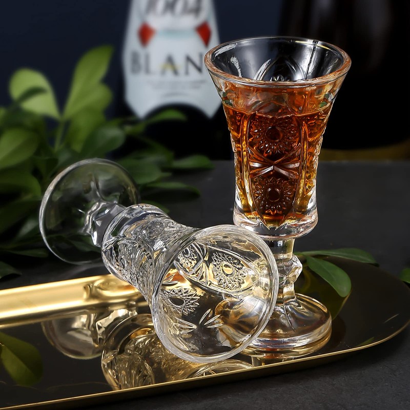Glsairy Round 1.3-Oz Cordial Glasses, Lead-Free Sherry Glasses, Clear Heavy