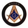 Mason Square & Compass Black & Gold Masonic Auto Emblem - 3" Diameter