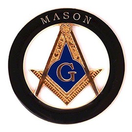 Mason Square & Compass Black & Gold Masonic Auto Emblem - 3" Diameter