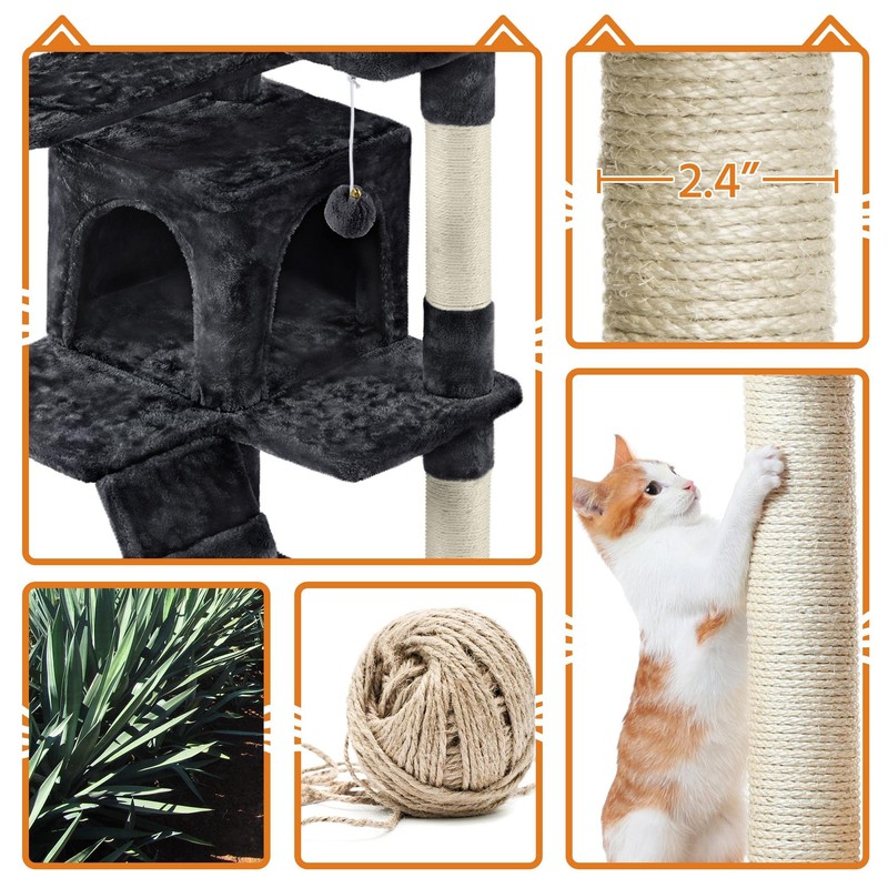 Topeakmart 61in Cat Tree for Indoor Cats, Cat Tower with