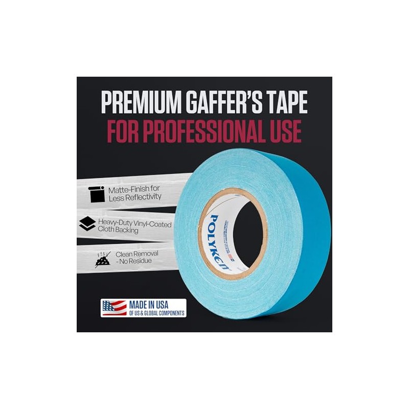Polyken Vinyl Coated Cloth Premium Gaffer's Tape, 11.5 mil Thick,