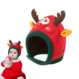 LLbucuo Toddler Winter Hat Baby Knitted Cartoon Beanie Hat Warmer Soft Cap Newborn Embroidery Hat for Boys Girls (as1, Age, 1_Year, 3_Years, Red Elk)