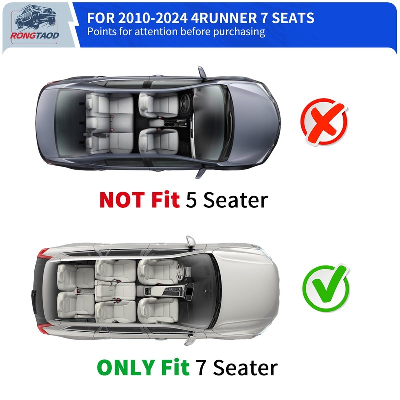 Rongtaod Cargo Mat Compatible with 2010-2024 Toyota 4Runner 7 Seats