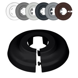 Fux Pack of 2 Single Radiator Pipe Rosettes, Various Sizes, Pipe Covers, Cover Rosettes, Heating, Cladding, Radiator Rosettes, Polypropylene in Special Colours (22 mm, Jet Black RAL 9005)