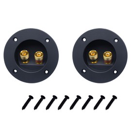 CM Hardware Terminal Box Round Speaker Terminal Terminals Compatible with Banana Plug with Screws Set of 2