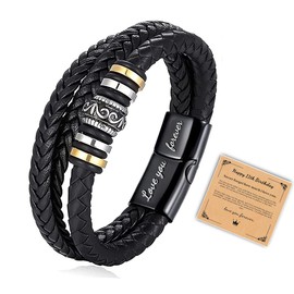 APIUWOXE Ziella To My Son Leather Bracelet 11 Year Old Boy Birthday Gift for My Man Grandson Bonus Son Boyfriend Brother Nephew Teen Teenage Graduation Anniversary Christmas Gifts for Him Jewelry