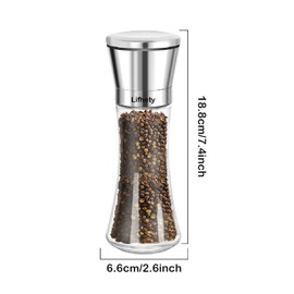 Salt and Pepper Grinder Set, Black Pepper Mill Refillable and Adjustable Coarseness Ceramic Core, Manual Salt Shaker (Spices Free)