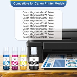 Topcolor GI-21 G3270 G3260 Ink Bottles Compatible for Canon 21 GI-21 GI21 Ink Refill Bottles Set, Compatible for Canon MegaTank G3270 G3260 G3290 G3262 G4280 G4270 G2260 G1220 G1230 G2270 Printer