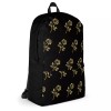 PBGoods Gold Rose Flower Design Black Backpack