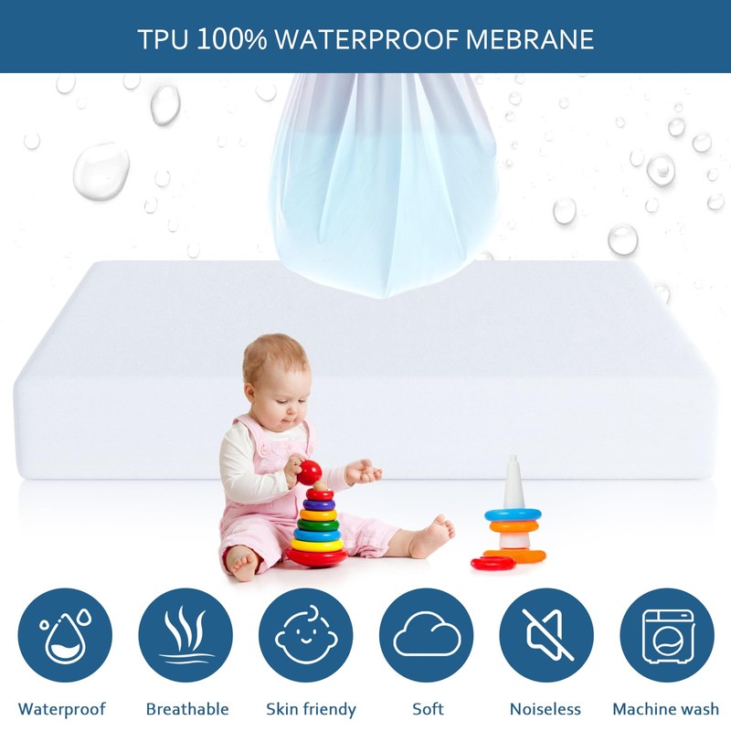 Moonsea Crib Mattress Protector Waterproof,Mattress Cover Protector, Smooth Top Mattress