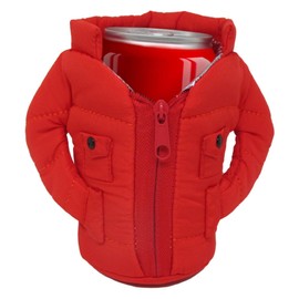 Gadgetime USA Can Cooler Vest - Insulated Beverage Cooler - Can Cover - Reusable Zip Up Can Jacket - Cute Sleeve for Canned Beverages & Beer - Funny Gift for Friends & Family - Red