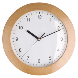 TFA Dostmann 98.1065 Radio-Controlled Wall Clock Wooden Wall Clock for Hanging 31 cm Diameter as Kitchen Clock Living Room Clock Design Clock Brown