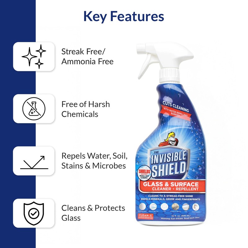 Unelko 57551 Invisible Shield Dual Action Glass and Surface Cleaner,