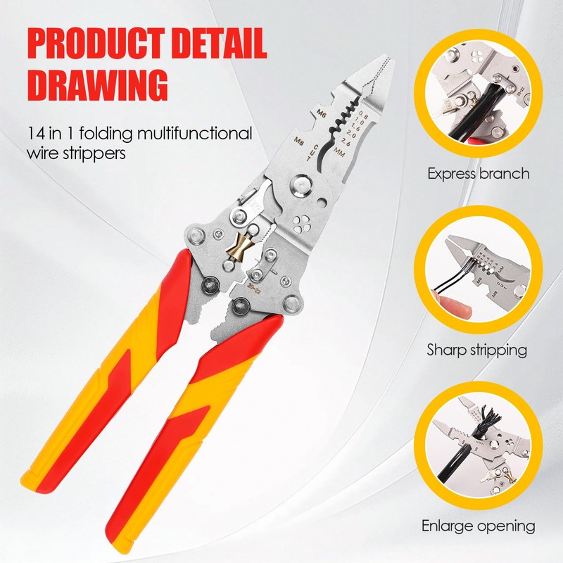 12-in-1 Wire Stripper with Current Measurement Function, Multifunctional Wire Stripper