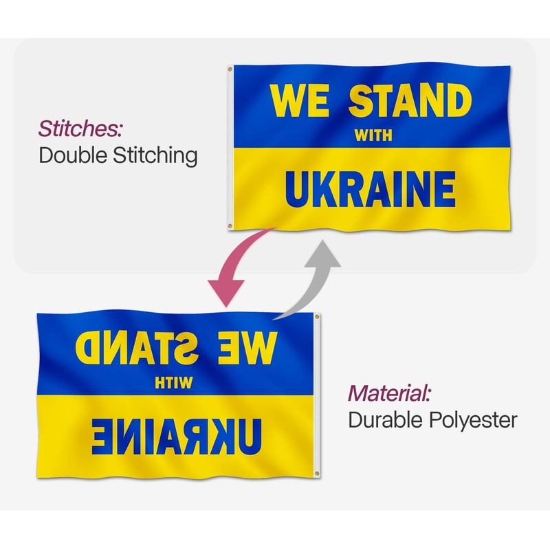 We Stand With Ukraine Flag 3x5FT Stop The War Support