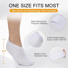 Silky Soft Stretch Moisturizing Spa Socks for Men Women, 92% Rayon Derived from Bamboo, Cracked Heel and Dry Skin Foot Masks Overnight, Reusable Breat