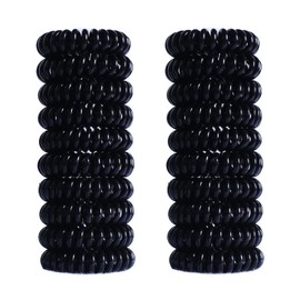 CQLIIIA 20 Pcs Black Spiral Hair Ties No Crease Coil Elastic Hair Ties for Women No Damage Ponytail Holders