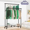 Ekisemio Double Rod Clothes Rack with Wheels Load 400 LBS,