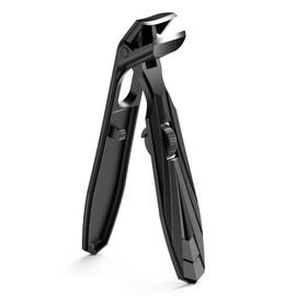 FERYES Curved Head Toe Nail Clippers for Thick Nails for Seniors - Ergonomic Senior-Friendly Finger Nail Clippers with Catcher, Sharp Toenail Clipper for Thick Toenails with Safety Locker (Black)