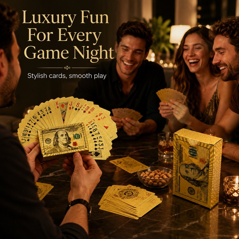 Golden Dollar-Style Waterproof Playing Cards – Flexible Plastic Poker Deck