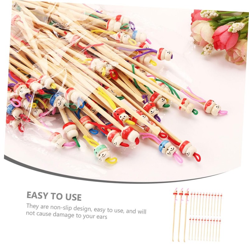 Mikinona 100Pcs Bamboo Ear Wax Removal Tools Natural Handcrafted Ear
