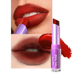 2 in 1 Lippenstift, Matte Lippenstift, Zweifarbiger Lipgloss, Feuchtigkeitsspendend Nicht klebender Lippenbalsam Gradient Bite Lip Lipstick, Geschmeidige und Hydratisierte Lip Balm-08