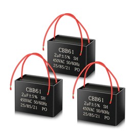CBB61 450V AC 2UF 50/60HZ Starter Capacitor, AC Motor Capacitor, ANGEEK Suitable for Ceiling Fan, Fan, Cooker Hoods (Pack of 3)