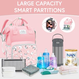 MARYAS Small Diaper Bag Backpack - Pink Diaper Bag Backpack for Moms - Diaper Bag Backpack for Girl - Waterproof Baby Bag for Mom with Insulated Pockets & Stroller Straps, Diaper Bags for Baby Girl.