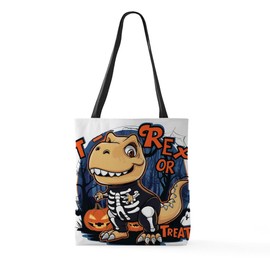 CafePress T Rex Or Treat Large Tote Bag 18"x18" Reusable Grocery Shopping Sling Tote Bag