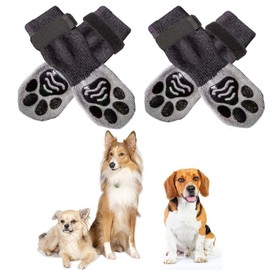 Anti-Slip Dog Sock to Prevent Licking Paws Dog Socks for Hardwood Floors Anti Slip Adjustable Dog Grippy Socks for Senior Keep Warm Dog Protection Socks for Large Dogs