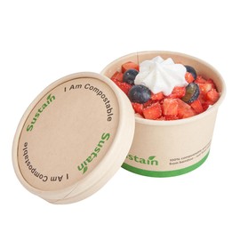 Restaurantware-LIDS ONLY: Sustain Round Paper Soup Container Lids, 50 Disposable Ice Cream Cup Lids - Cups Sold Separately, For 5 Ounce Cups, Bamboo To Go Cup Lids, With PLA lining, Compostable