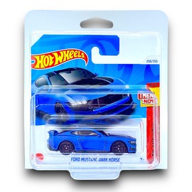 Hot Wheels Ford Mustang Dark Horse (Matt Blue & Matt Black) 10/10 Then and Now - 2024-250/250 (Short Card) - includes a KLAS Car Keeper Protector Case - HRY93