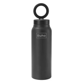 Buho Tumbler with Magnetic Phone Holder Lid – 24 oz Stainless Steel Insulated Cup, Built-in Phone Tripod, Hot & Cold Drinks, Modern & Durable Design (Black)