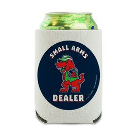 Small Arms Dealer T-Rex Card Poker Funny Humor Can Cooler - Drink Sleeve Hugger Collapsible Insulator - Beverage Insulated Holder
