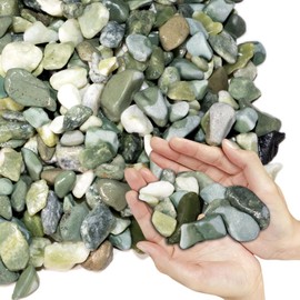 Natural Pea Gravel Pebbles for Plants, Fish Tank Gravel, Small Rocks for Outdoor Landscaping, Terrarium, Fish Tank, Home Decoration (10 Pounds, 0.6-1.2 inch, Green)