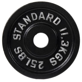 Fitvids Olympic Cast Iron 2-Inch Weight Plate for Strength Training & Weightlifting, Multiple Weights Available, 25LB (Single)